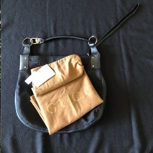 Gucci Black Horsebit Canvas Hobo
